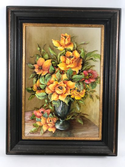 null Jane MIEV-SCHAMBER (20th century)

Bouquets with dahlias and peonies 

Two oils...
