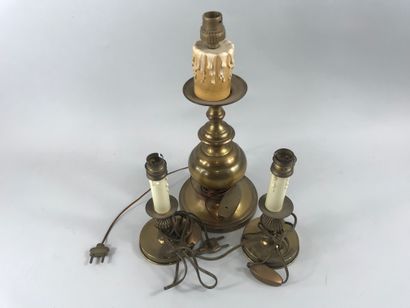 null Pair of electrified candlesticks and an electrified candlestick.

Height (of...