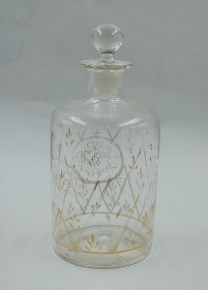 null Flacon ancien en verre doré, XIXè siècle. 

(La dorure est partiellement ef...
