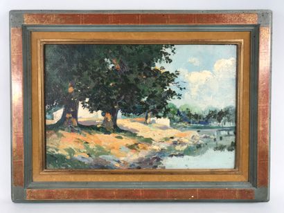 null French school, 20th century

Banks of the River 

Oil on cardboard, unsigned....