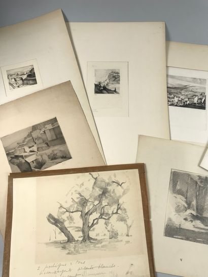 null Ywan CERF (1883-1963)

Still life and landscapes 

Set of seven etchings and...