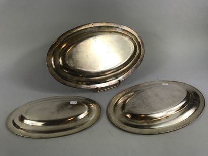 null Three silver plated dishes.