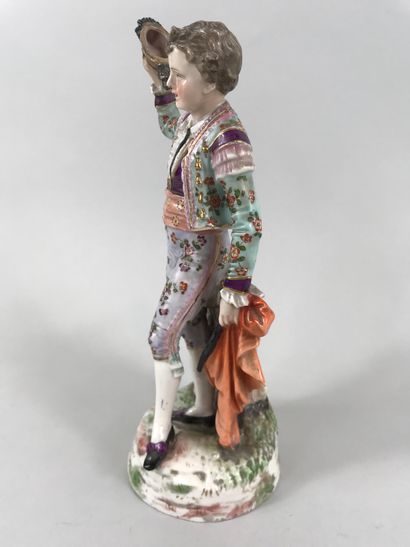 null BERLIN, 19th century 

Toreador lifting his hat 

Polychrome porcelain with...