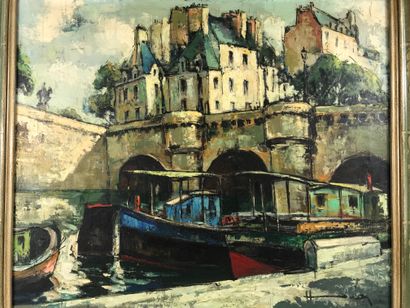 null French school, 20th century

View of a barge

Oil on canvas, signed lower right....