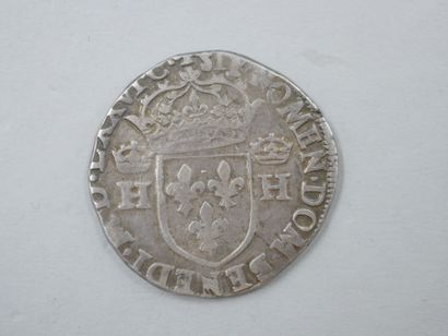  HENRI III (1574-1589). Teston, Toulouse, 1576 (Dy. 1126). ½ franc col plat, Paris,...