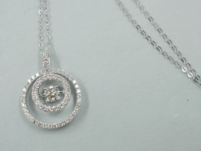 null Circular pendant with openwork diamond in 18k white gold set in its center with...