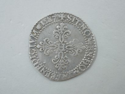  HENRI III (1574-1589). Teston, Toulouse, 1576 (Dy. 1126). ½ franc flat neck, Paris,...
