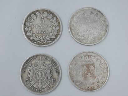  CHARLES X (1824-1830). 5 francs Rouen 1825. LOUIS PHILIPPE (1830-1848). 5 francs...