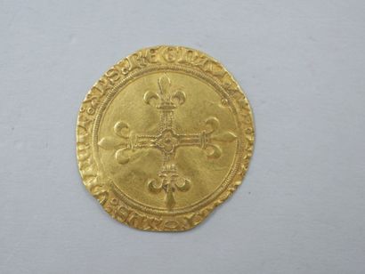 null CHARLES VIII (1483-1498). Ecu d’or à la couronne. 1ère ém. Saint-Lô. (Dy. 575)....