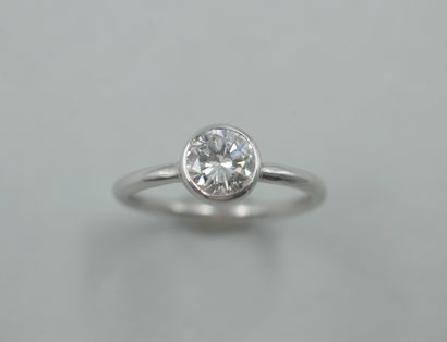  18k white gold ring centered with a 0.79ct...