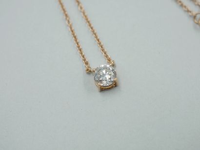 null Necklace in 18k rose gold with a brilliant-cut diamond of 1.20cts. 

PB : 3,30gr....