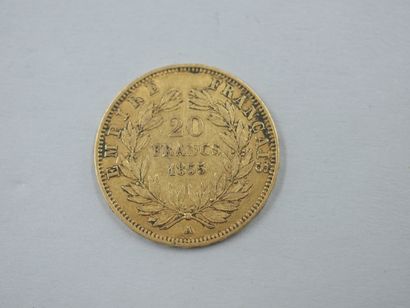  Napoléon, 20 francs or, 1855 Poids : 6,40gr...