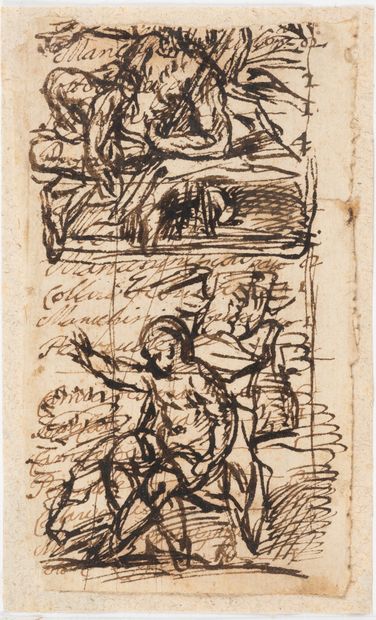  École italienne du XVIIè siècle 
Esquisses sur page d'écriture 
13 x 8 cm 
Exposition...