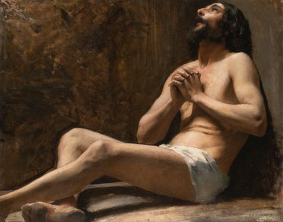  Paul Hippolyte FLANDRIN (1856-1921) Déposition du Christ Huile sur toile, signée...