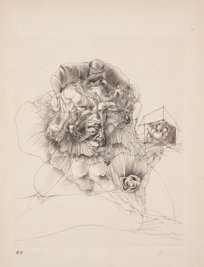  Hans BELLMER (1902-1975) 
Tête à la rose, 1965 
Gravure signée en bas à droite et...
