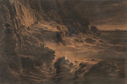  Célestin François NANTEUIL (1813-1873) ? 
Tempête et naufrage, d'après Horace Vernet...
