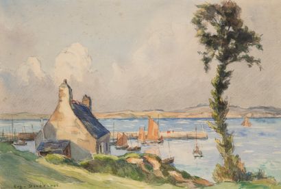 null Eugène DELECLUSE (1882-1972)

Bord de mer en Bretagne

Aquarelle et crayon signé...