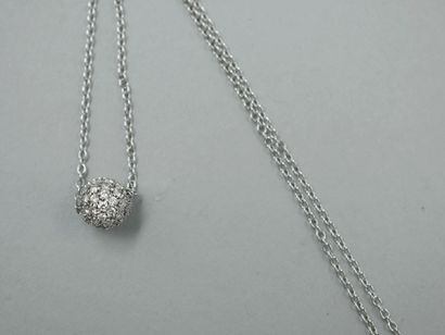 null Necklace in 18k white gold decorated with a ball entirely set with diamonds...