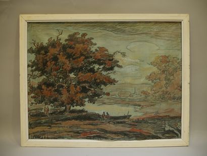 null Jean PESKÉ (1870-1949)

Bord de l'étang à l'automne.

Huile sur toile marouflée...