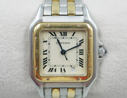 null 
CARTIER, modèle PANTHERE,




Montre bracelet en acier et or jaune 18k. Boitier...