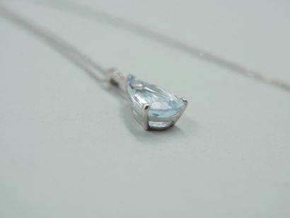 null 18k white gold drop pendant set with a 2ct pear cut aquamarine, the setting...
