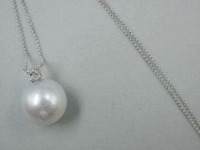 null Necklace in 18k white gold adorned with a South Sea pearl of about 16mm diameter...