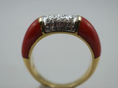 null Yellow gold and 18k white gold ring centered with a diamond pavement surrounded...