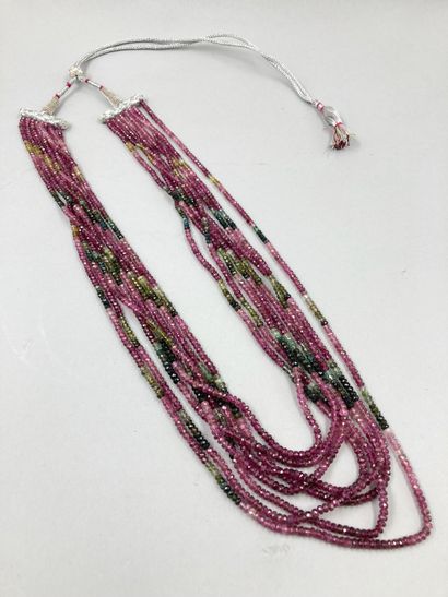 null Necklace composed of 8 rows of multicolor tourmalines.

Total estimated weight...