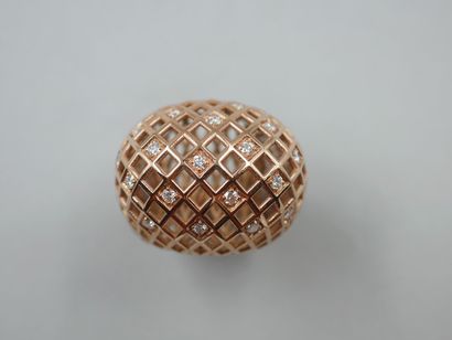 null Important openwork ring in 9k rose gold, studded with diamonds for 0.60cts in...