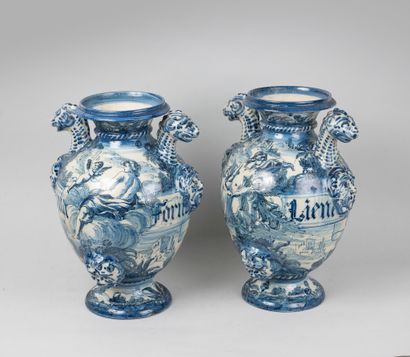 null SAVONE.

Pair of fountains of apothecary in the shape of earthenware vases of...