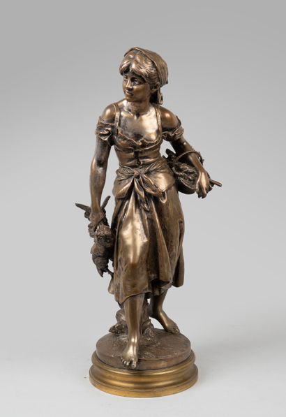 null Mathurin MOREAU (1822-1912)

Young peasant girl with a hen

Proof in bronze,...