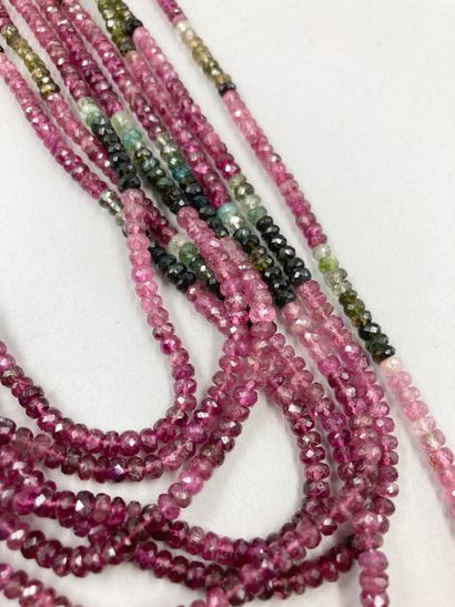 null Necklace composed of 8 rows of multicolor tourmalines.

Total estimated weight...
