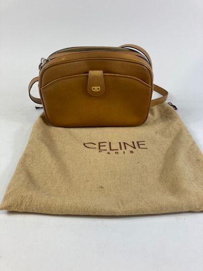CELINE

Brown leather shoulder bag. With...