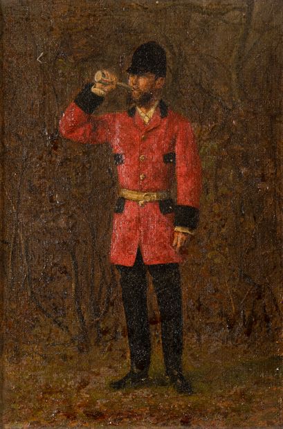 null École française du XIXe siècle

Personnage en uniforme rouge soufflant dans...