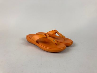 null LOUIS VUITTON

A pair of orange leather and rubber flip-flops with original...