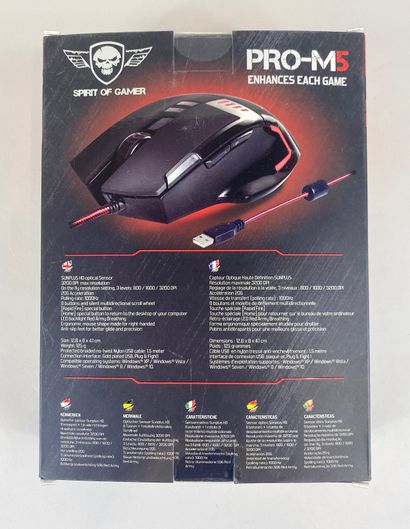 null S-PM5, Wired gamer mouse, 8 buttons, SUNPLUS optical sensor, On-the-fly adjustable...