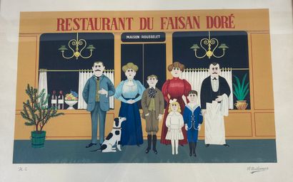  Fernand BOILAUGES (1891-1991) 
Restaurant du Faisan Doré 
Lithographie, signée 
66...