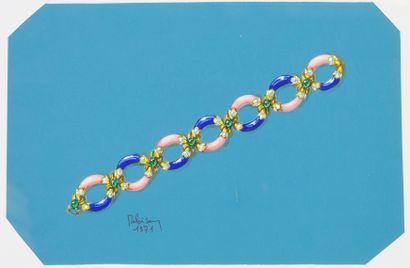 null Lot including : Philippe DELOISON (XXth) for BULGARI Preparatory drawing for...