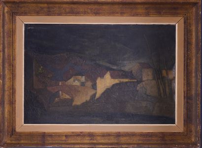  Attribué à Ywan CERF (1883-1963) 
Paysage au pont 
Huile sur toile, signée en bas...