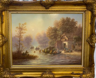 null Dutch school XXth century

The return of the fishing

Large oil on canvas signed...
