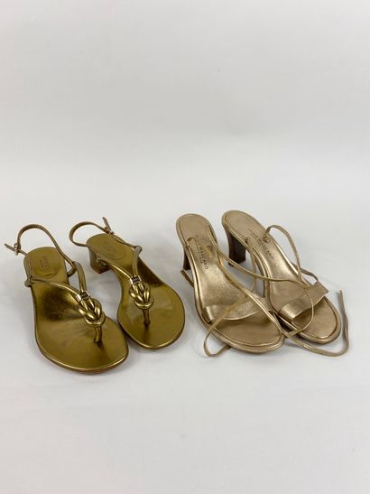 GUCCI

Pair of gold leather sandals for women....