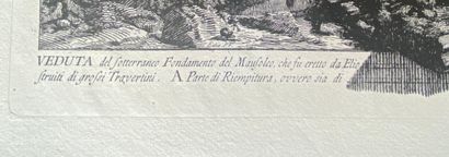  PIRANESI GIOVANNI BATTISTA, DIT PIRANÈSE (1720-1778) 
Veduta de fotteraneo fondamento...