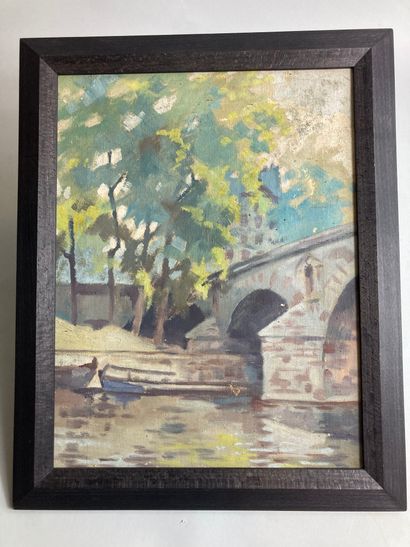 null Jean DUGRENOT (1894-1969)

Le pont Marie. 

Huile sur toile titrée et datée...