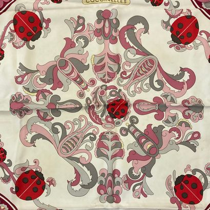 null HERMÈS Paris.

Printed silk square titled "Ladybirds" and signed Karin Swildens,...