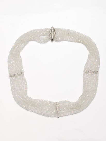 null Necklace with six rows of pearls of cut crystal.