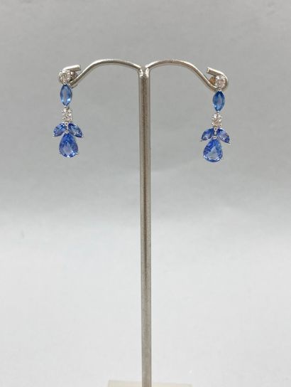 null Pair of earrings with pear and marquise cut sapphires and diamonds.

Dimensions:...