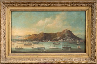 null 
Chinese school of the end of the 19th century

View of the Hong-Kong Bay

Oil...