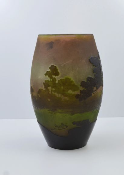 null Émile GALLÉ (1846-1904)

Vase artistique en verre multicouche à décor d'un paysage...