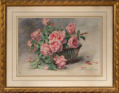 null 
Madeleine LEMAIRE (1845-1928)




Bouquet de roses dans un panier en osier




Aquarelle,...