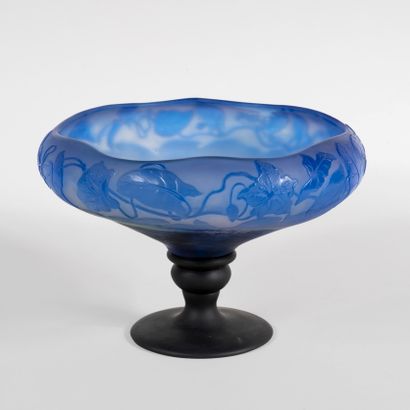 null Émile GALLÉ (1846-1904)

Coupe bleue à bord ondulé en verre multicouche à décor...